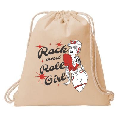 Rock And Roll Girl Vintage Drawstring Bag