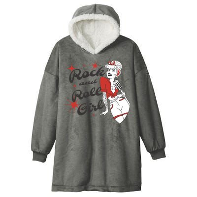 Rock And Roll Girl Vintage Hooded Wearable Blanket