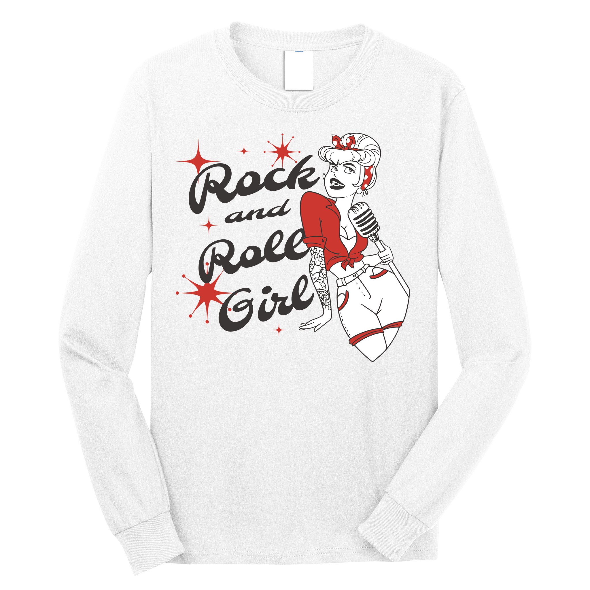 Rock And Roll Girl Vintage Long Sleeve Shirt