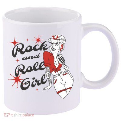 Rock And Roll Girl Vintage 11oz C Handle Ceramic Mug