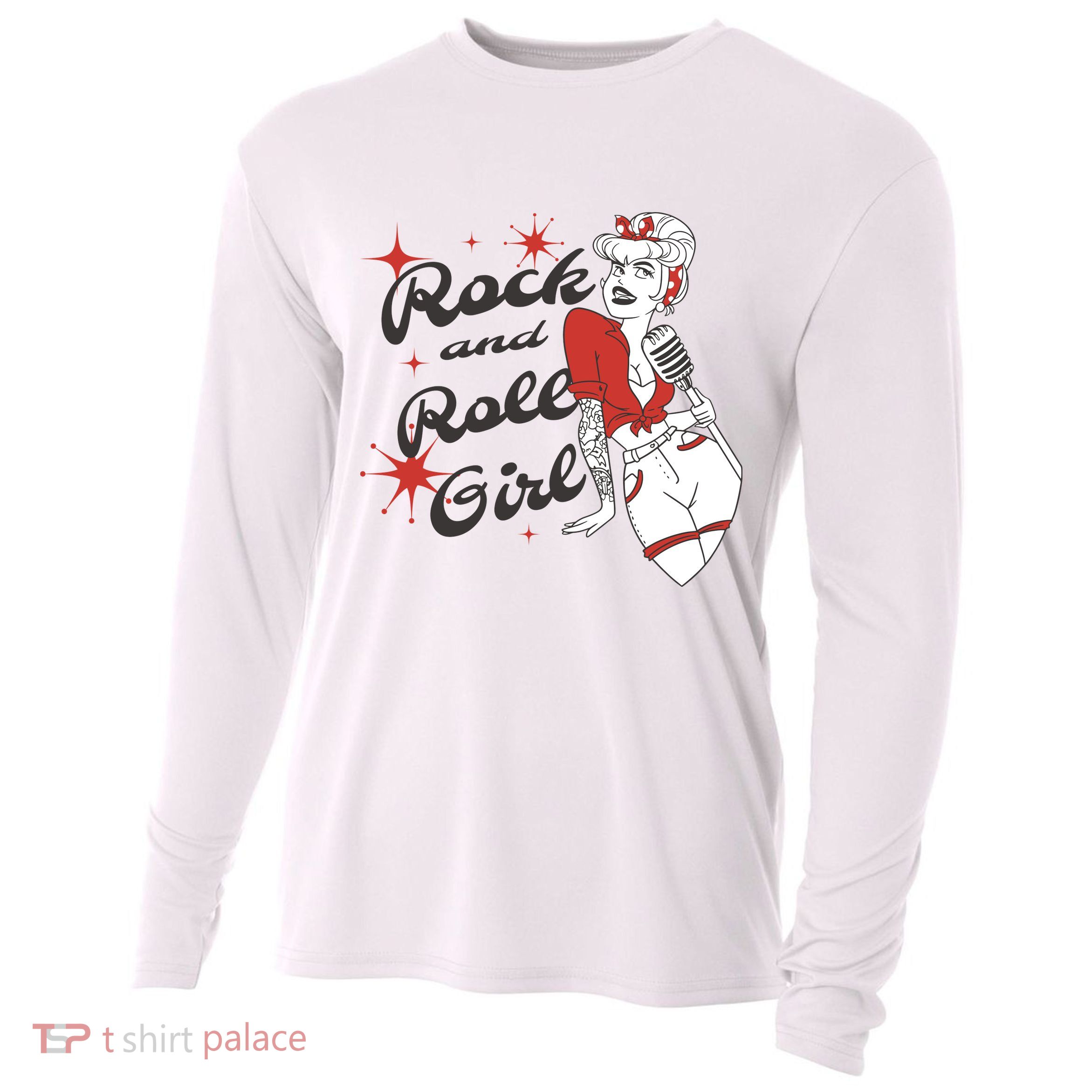 Rock And Roll Girl Vintage Cooling Performance Long Sleeve Crew