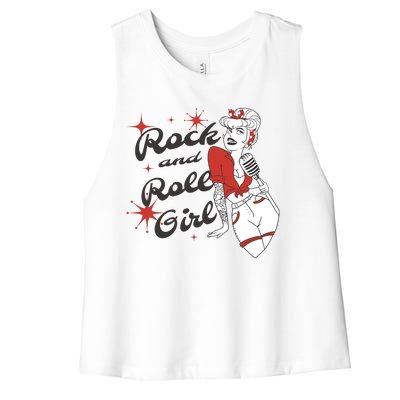 Rock And Roll Girl Vintage Women's Racerback Cropped Tank