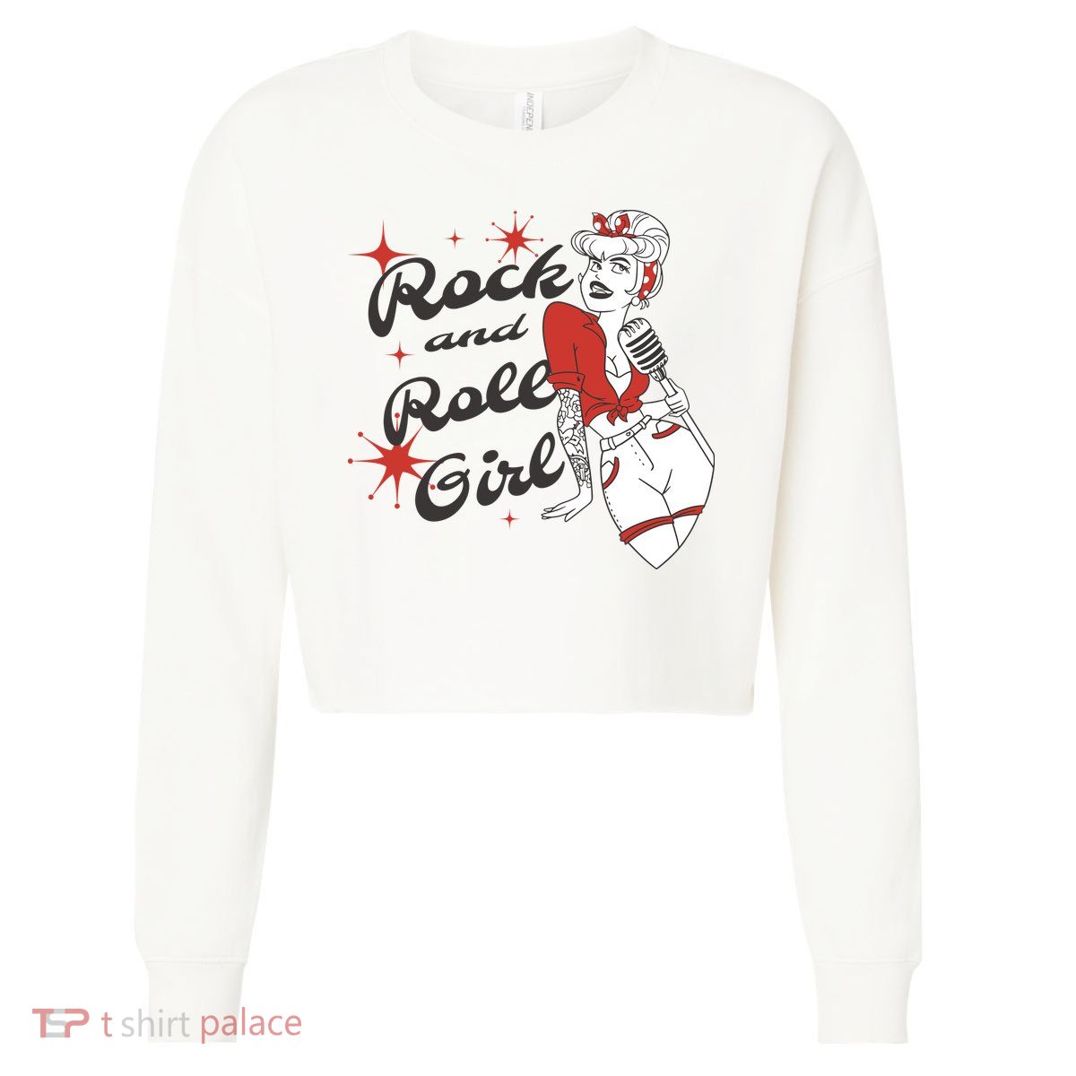 Rock And Roll Girl Vintage Cropped Pullover Crew