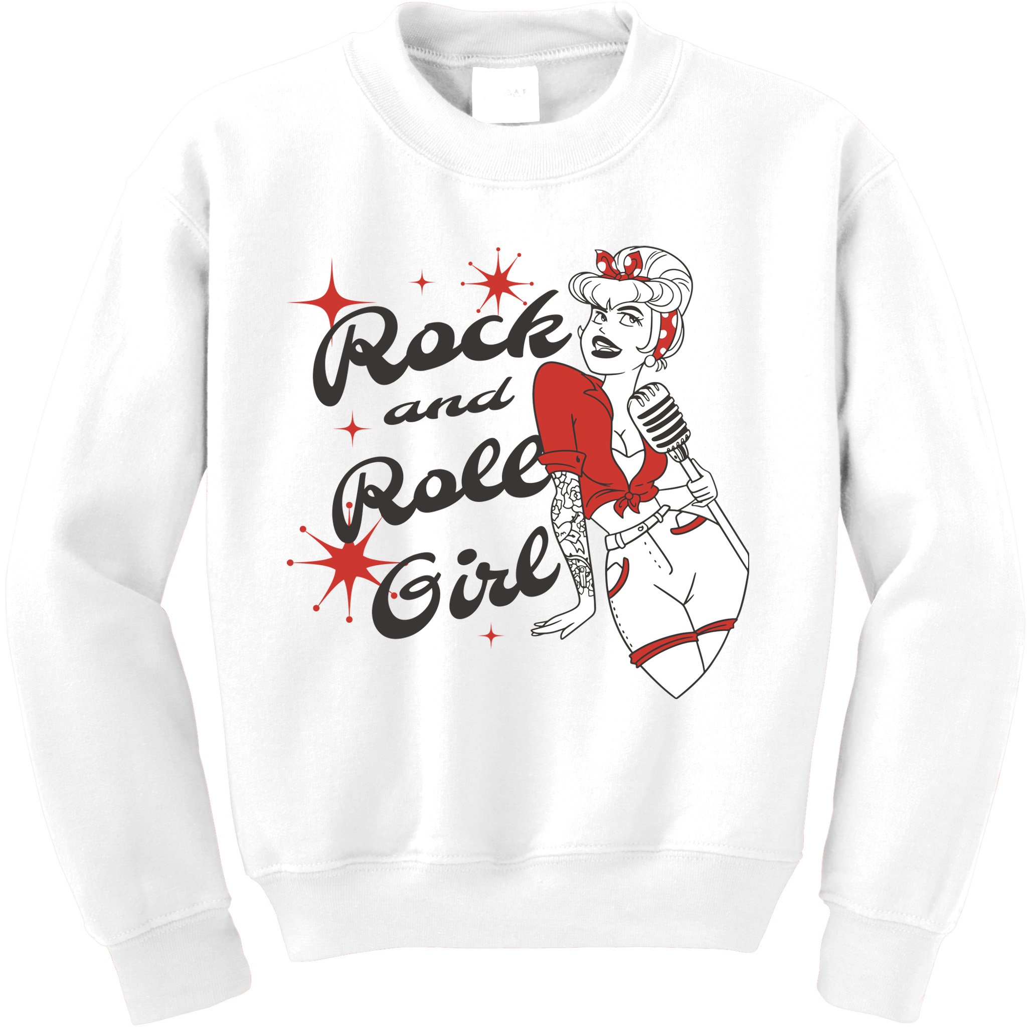 Rock And Roll Girl Vintage Kids Sweatshirt