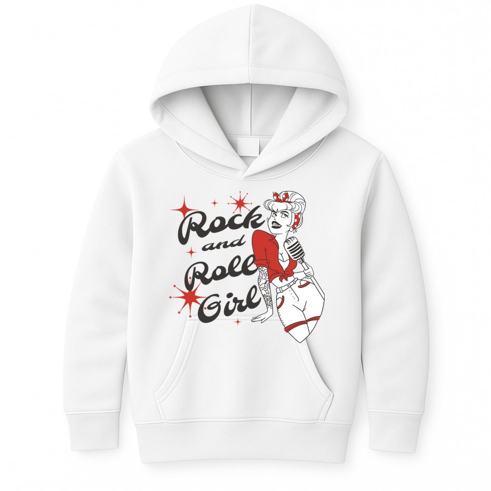 Rock And Roll Girl Vintage Kids Hoodie