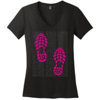 Rise And Run Pink Print Women's V-Neck T-Shirt