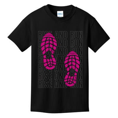 Rise And Run Pink Print Kids T-Shirt