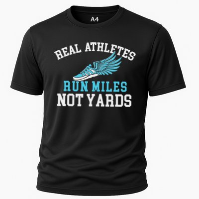 Real Athletes Run Miles Not Yards Running Marathon Runner Cooling Performance Crew T-Shirt