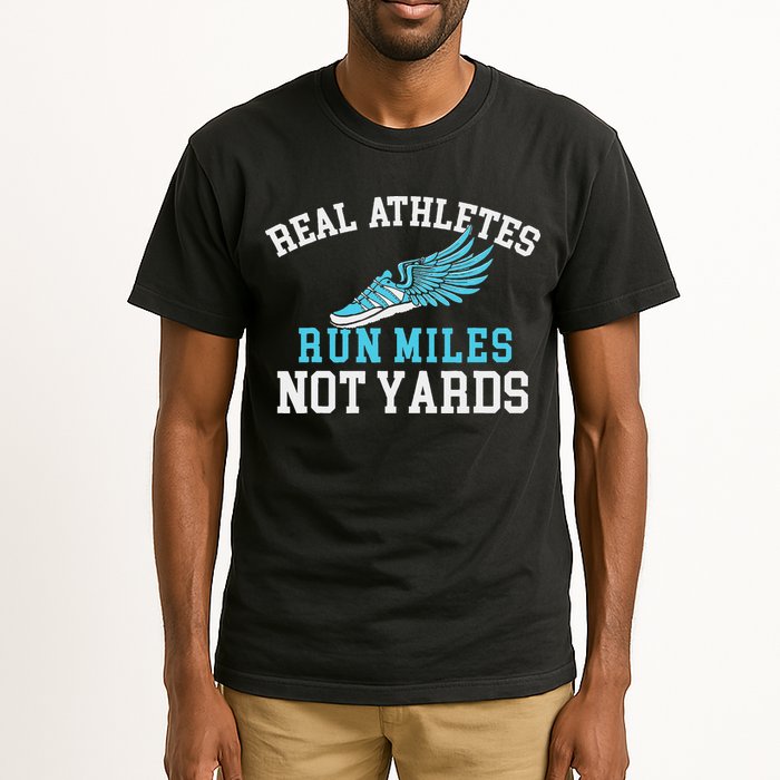 Real Athletes Run Miles Not Yards Running Marathon Runner Tall T-Shirt