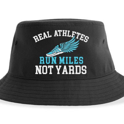 Real Athletes Run Miles Not Yards Running Marathon Runner Sustainable Bucket Hat