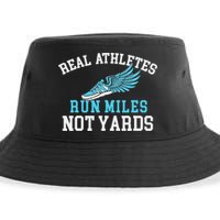 Real Athletes Run Miles Not Yards Running Marathon Runner Sustainable Bucket Hat