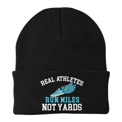 Real Athletes Run Miles Not Yards Running Marathon Runner Beanie