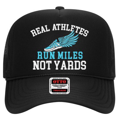 Real Athletes Run Miles Not Yards Running Marathon Runner Trucker Hat