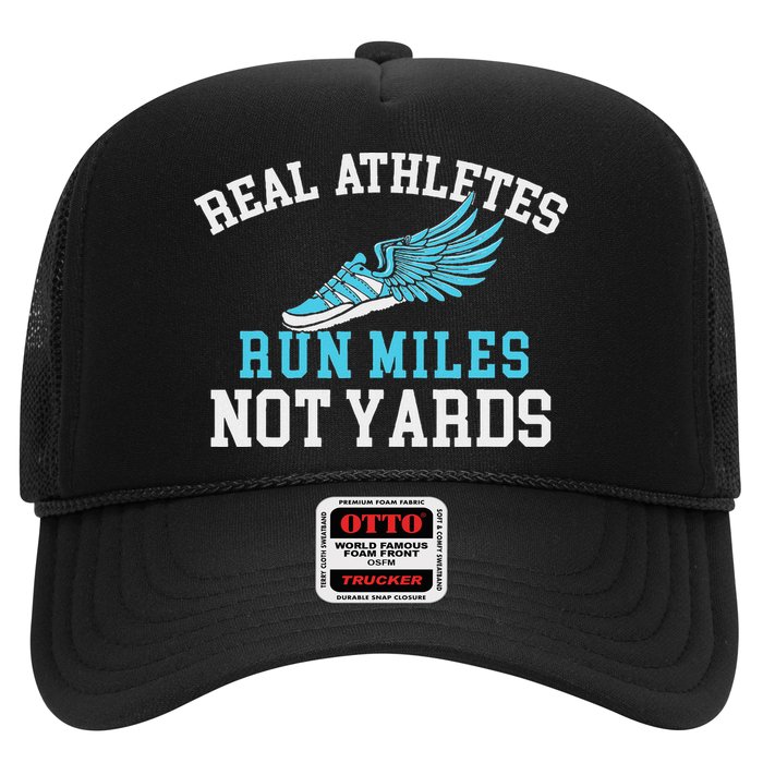 Real Athletes Run Miles Not Yards Running Marathon Runner Hat
