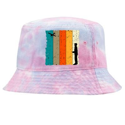 Rc Airplane Retro Vintage Battery Operator Aerodynamic Plane Tie-Dyed Bucket Hat