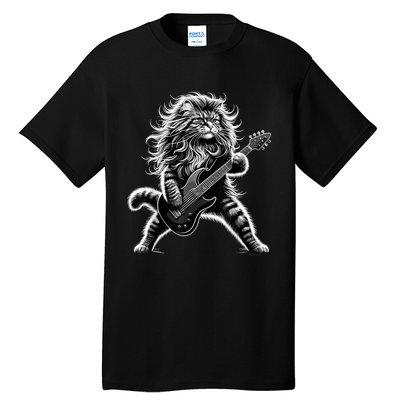 Rock And Roll Cat Playing Guitar Tall T-Shirt