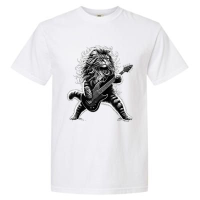 Rock And Roll Cat Playing Guitar Garment-Dyed Heavyweight T-Shirt