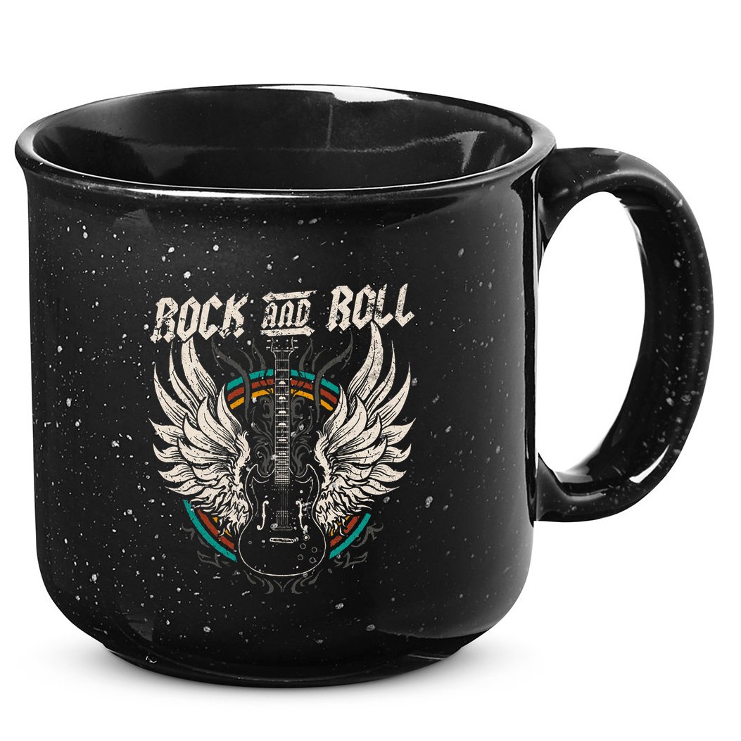 Rock And Roll Guitar Vintage Rock Music 15oz Campfire Ceramic Mug