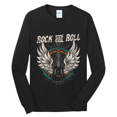 Rock And Roll Guitar Vintage Rock Music Tall Long Sleeve T-Shirt