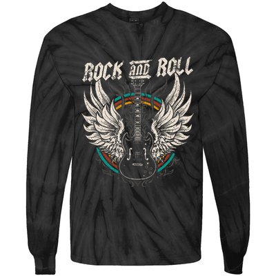 Rock And Roll Guitar Vintage Rock Music Tie-Dye Long Sleeve Shirt