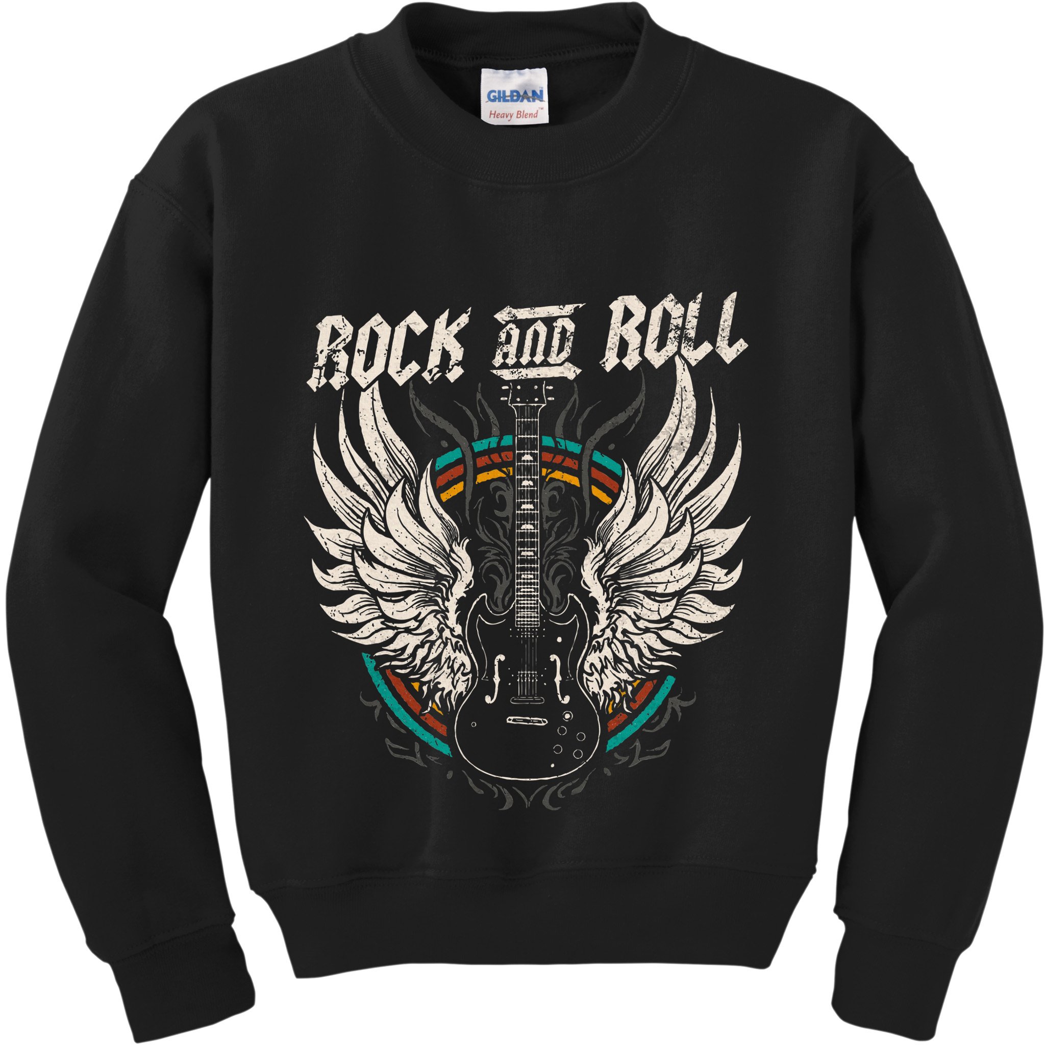 Rock And Roll Guitar Vintage Rock Music Kids Sweatshirt