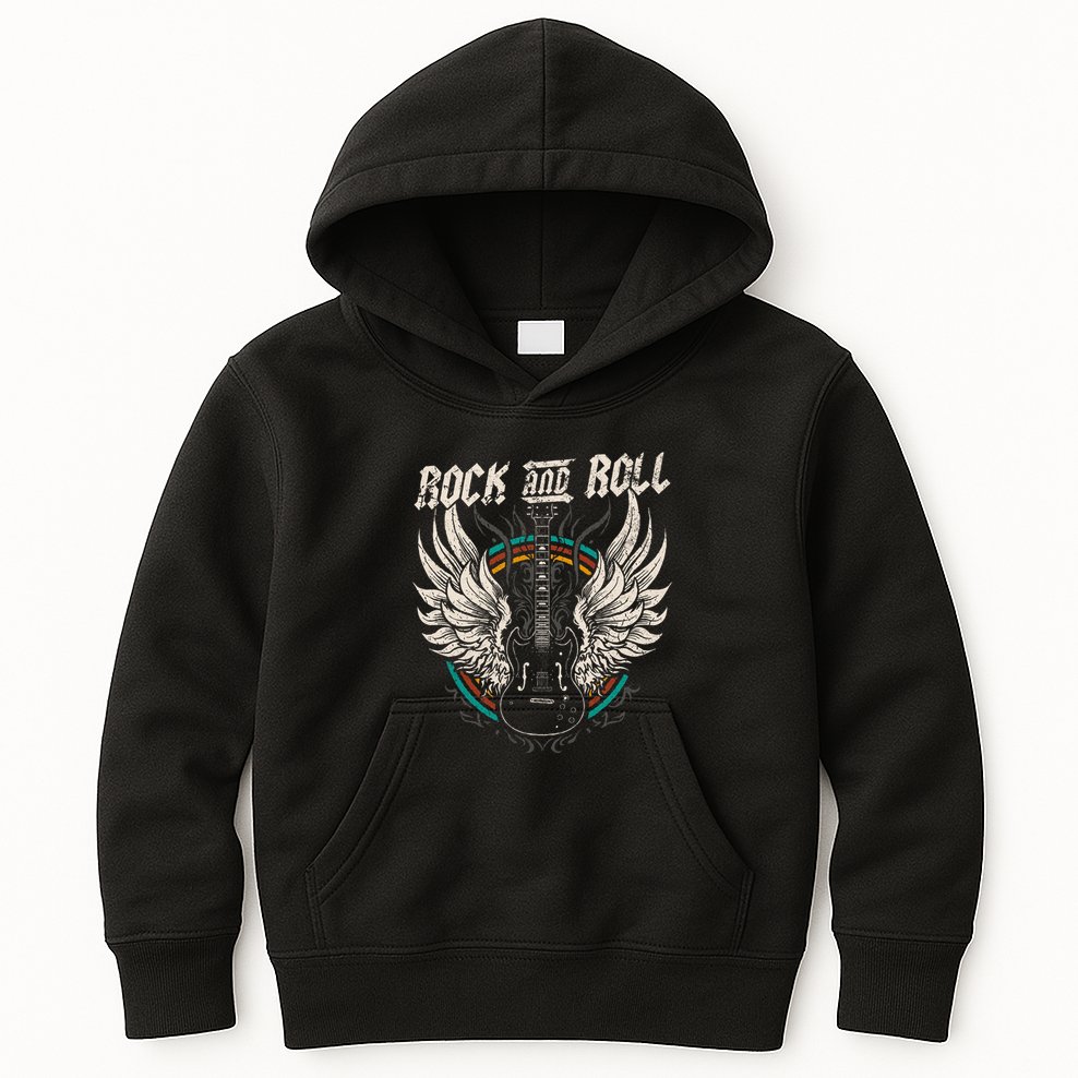 Rock And Roll Guitar Vintage Rock Music Kids Hoodie