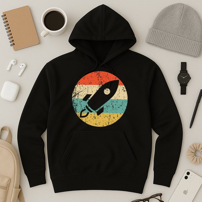Retro Astronaut Rocket Vintage Space Ship Video Game Hoodie
