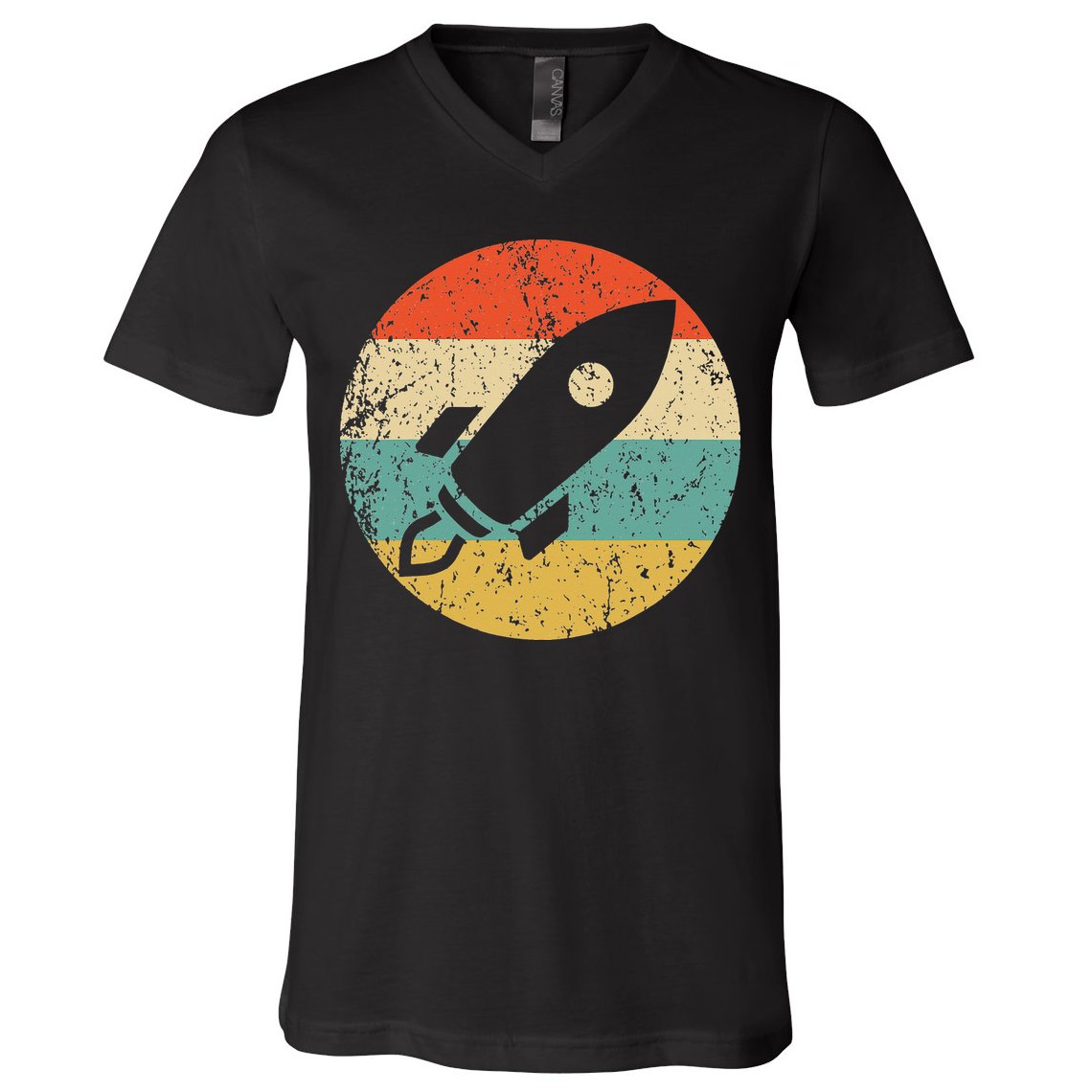 Retro Astronaut Rocket Vintage Space Ship Video Game V-Neck T-Shirt