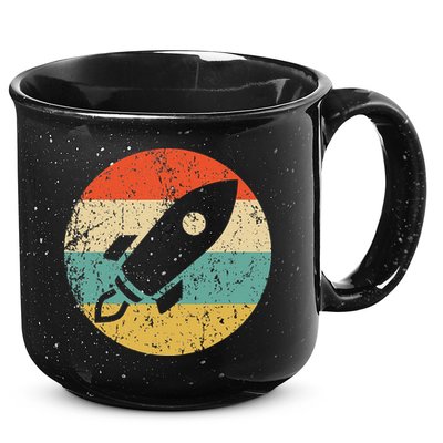 Retro Astronaut Rocket Vintage Space Ship Video Game 15oz Campfire Ceramic Mug