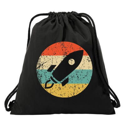 Retro Astronaut Rocket Vintage Space Ship Video Game Drawstring Bag