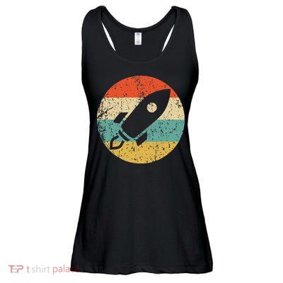 Retro Astronaut Rocket Vintage Space Ship Video Game Ladies Essential Flowy Tank