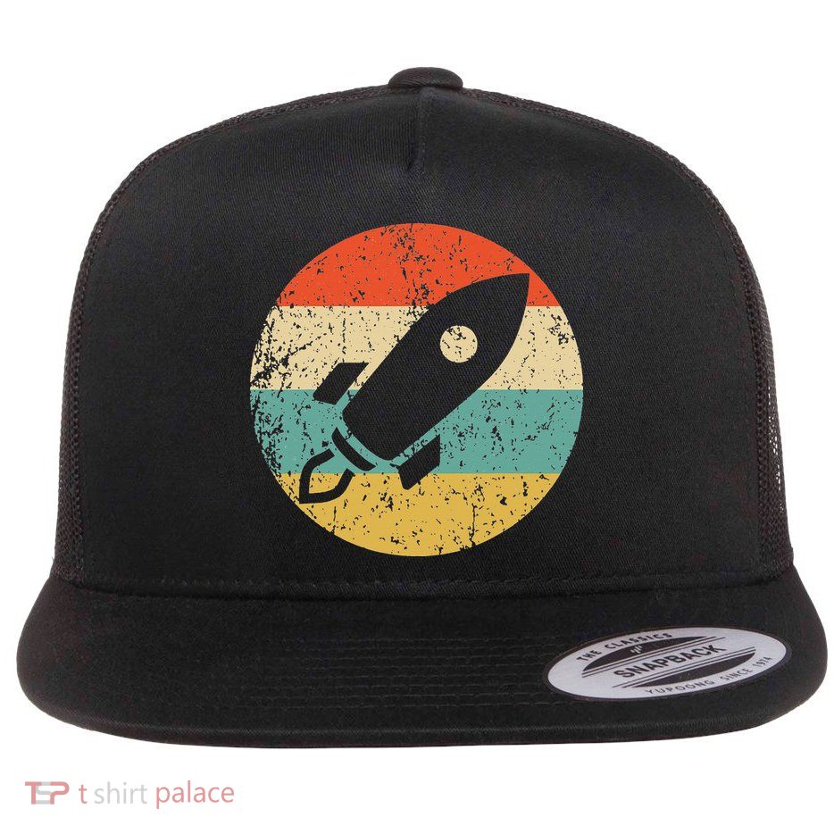 Retro Astronaut Rocket Vintage Space Ship Video Game Flatbill Hat