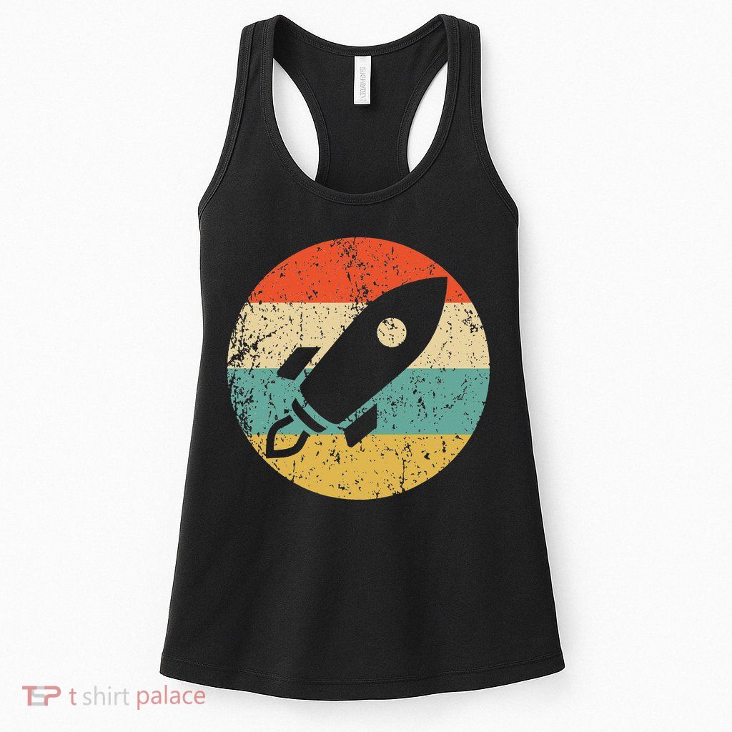 Retro Astronaut Rocket Vintage Space Ship Video Game Womens Tank Top