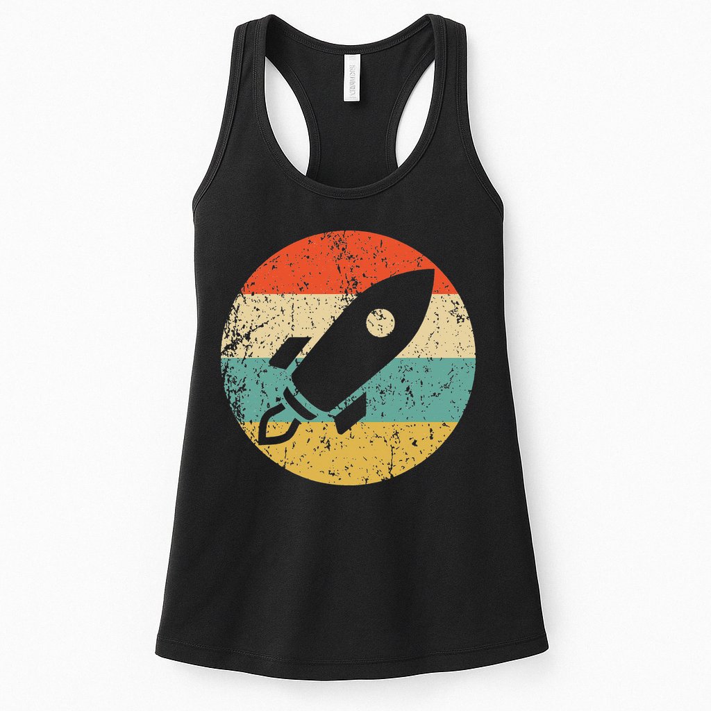 Retro Astronaut Rocket Vintage Space Ship Video Game Womens Tank Top