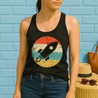 Retro Astronaut Rocket Vintage Space Ship Video Game Womens Tank Top