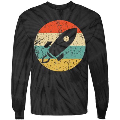 Retro Astronaut Rocket Vintage Space Ship Video Game Tie-Dye Long Sleeve Shirt