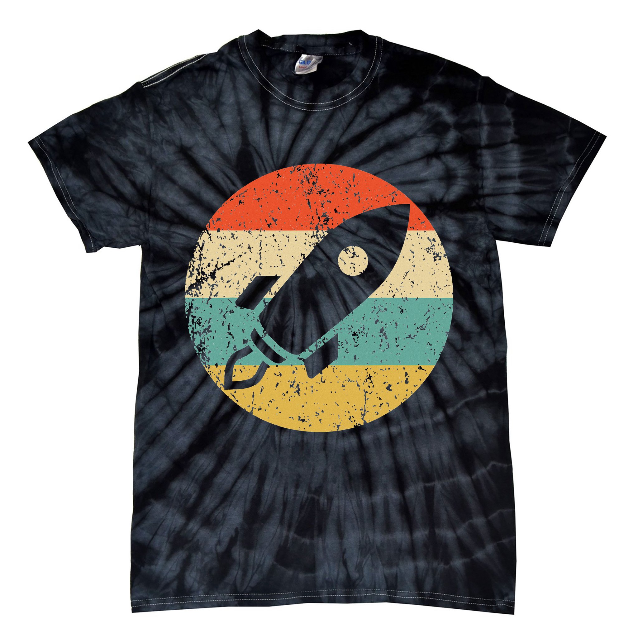 Retro Astronaut Rocket Vintage Space Ship Video Game Tie-Dye T-Shirt