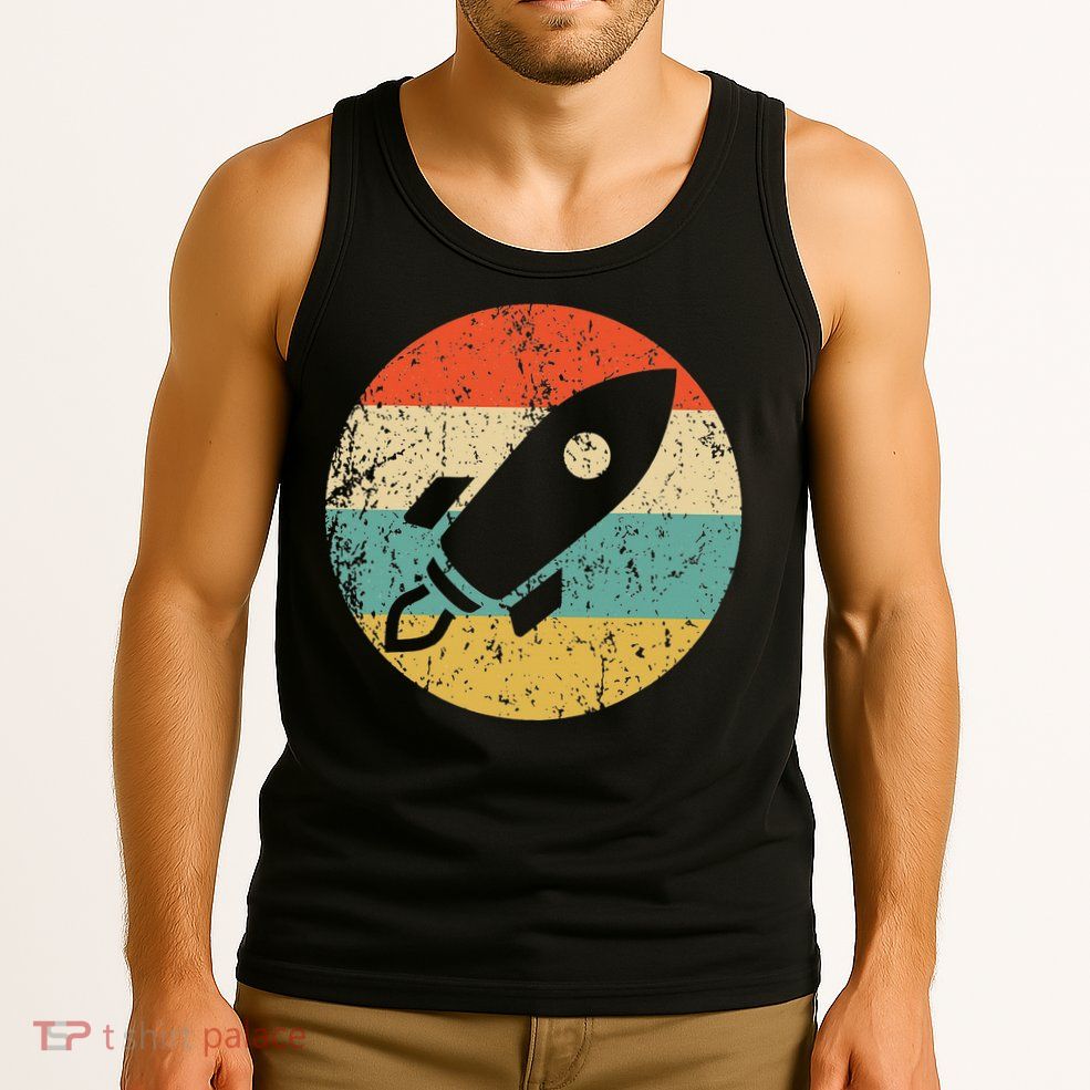 Retro Astronaut Rocket Vintage Space Ship Video Game Tank Top