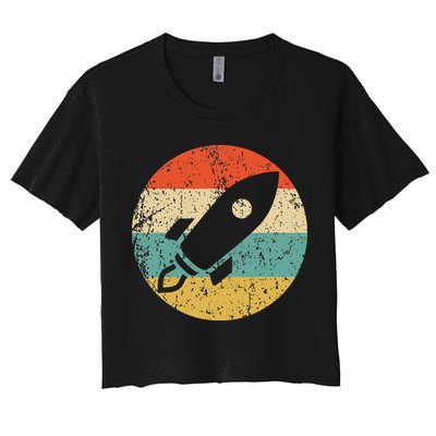Retro Astronaut Rocket Vintage Space Ship Video Game Crop Top