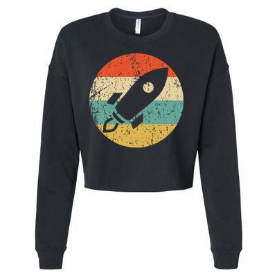 Retro Astronaut Rocket Vintage Space Ship Video Game Cropped Pullover Crew