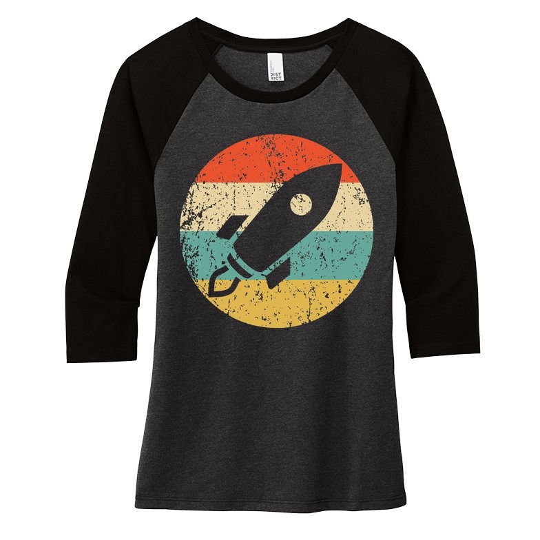 Retro Astronaut Rocket Vintage Space Ship Video Game Women's Tri-Blend 3/4-Sleeve Raglan Shirt