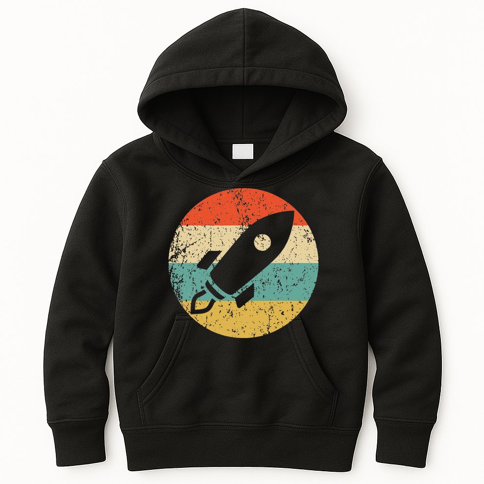 Retro Astronaut Rocket Vintage Space Ship Video Game Kids Hoodie