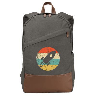 Retro Astronaut Rocket Vintage Space Ship Video Game Cotton Canvas Backpack