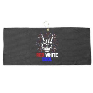 Rock And Roll Skull Hands 4th Of July Spooky Rocker Meaningful Gift Large Microfiber Waffle Golf Towel