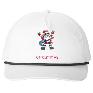 Rock And Roll Guitar Santa Christmas Rock Music Lover Gift Snapback Five-Panel Rope Hat