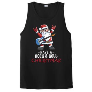 Rock And Roll Guitar Santa Christmas Rock Music Lover Gift PosiCharge Competitor Tank