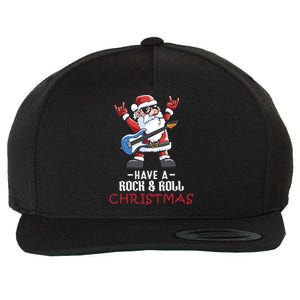 Rock And Roll Guitar Santa Christmas Rock Music Lover Gift Wool Snapback Cap