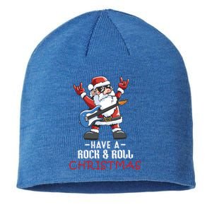 Rock And Roll Guitar Santa Christmas Rock Music Lover Gift Sustainable Beanie