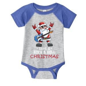 Rock And Roll Guitar Santa Christmas Rock Music Lover Gift Infant Baby Jersey Bodysuit