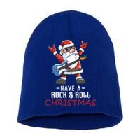 Rock And Roll Guitar Santa Christmas Rock Music Lover Gift Short Acrylic Beanie